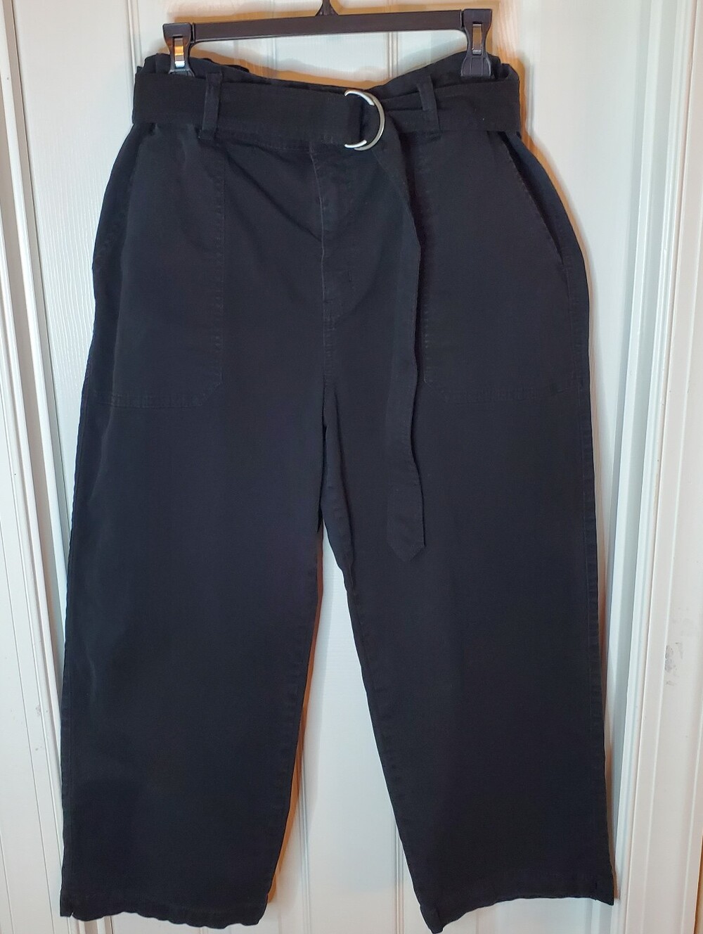 Time and Tru Wide Leg Crop Pants With Belt Black Size 16